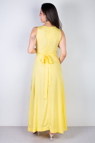 Vestido longo de viscose slub transpassado 71116