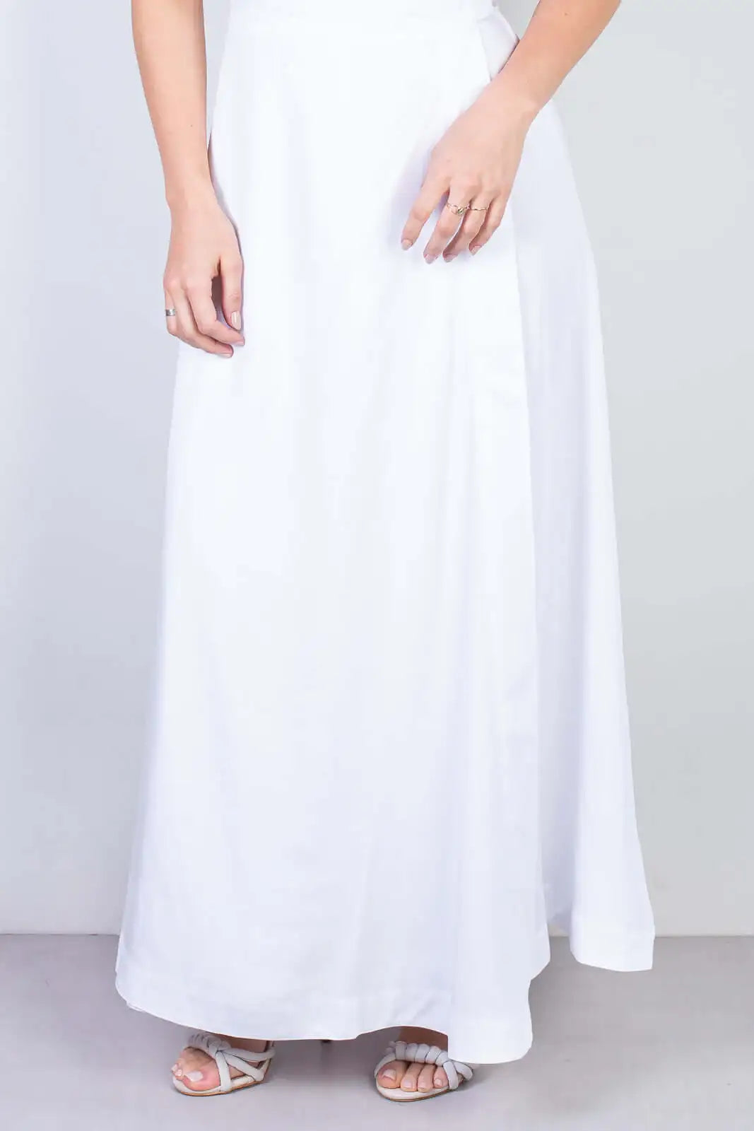 Vestido longo de viscose slub transpassado 71116 - Enluaze