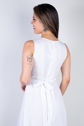Vestido longo de viscose slub transpassado 71116