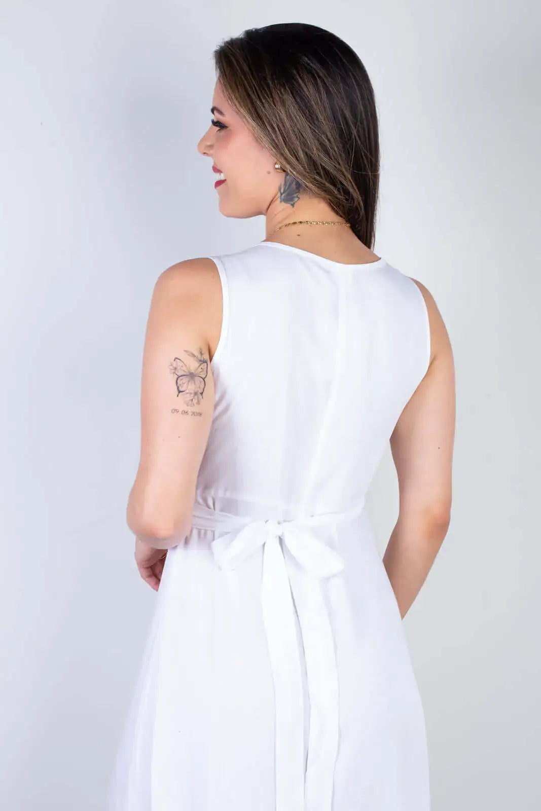 Vestido longo de viscose slub transpassado 71116 - Enluaze