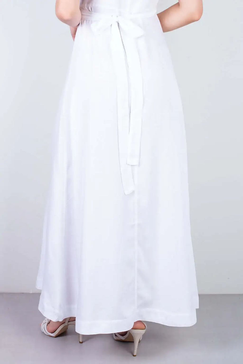 Vestido longo de viscose slub transpassado 71116 - Enluaze