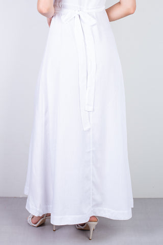 Vestido longo de viscose slub transpassado 71116