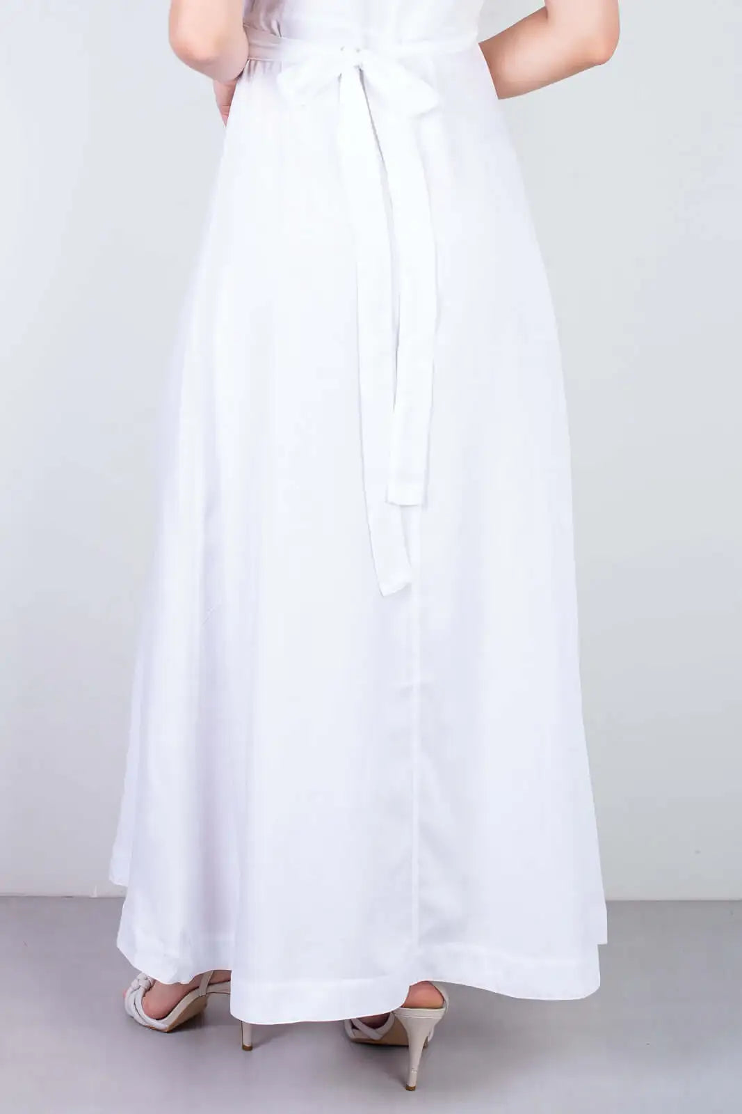 Vestido longo de viscose slub transpassado 71116 - Enluaze