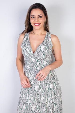 Vestido longo de viscose slub transpassado 71116