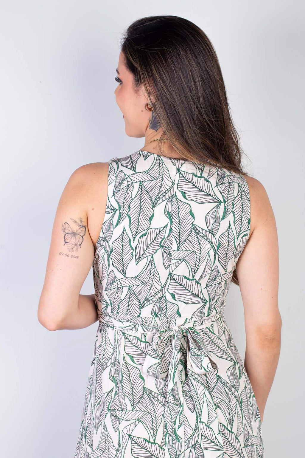 Vestido longo de viscose slub transpassado 71116 - Enluaze