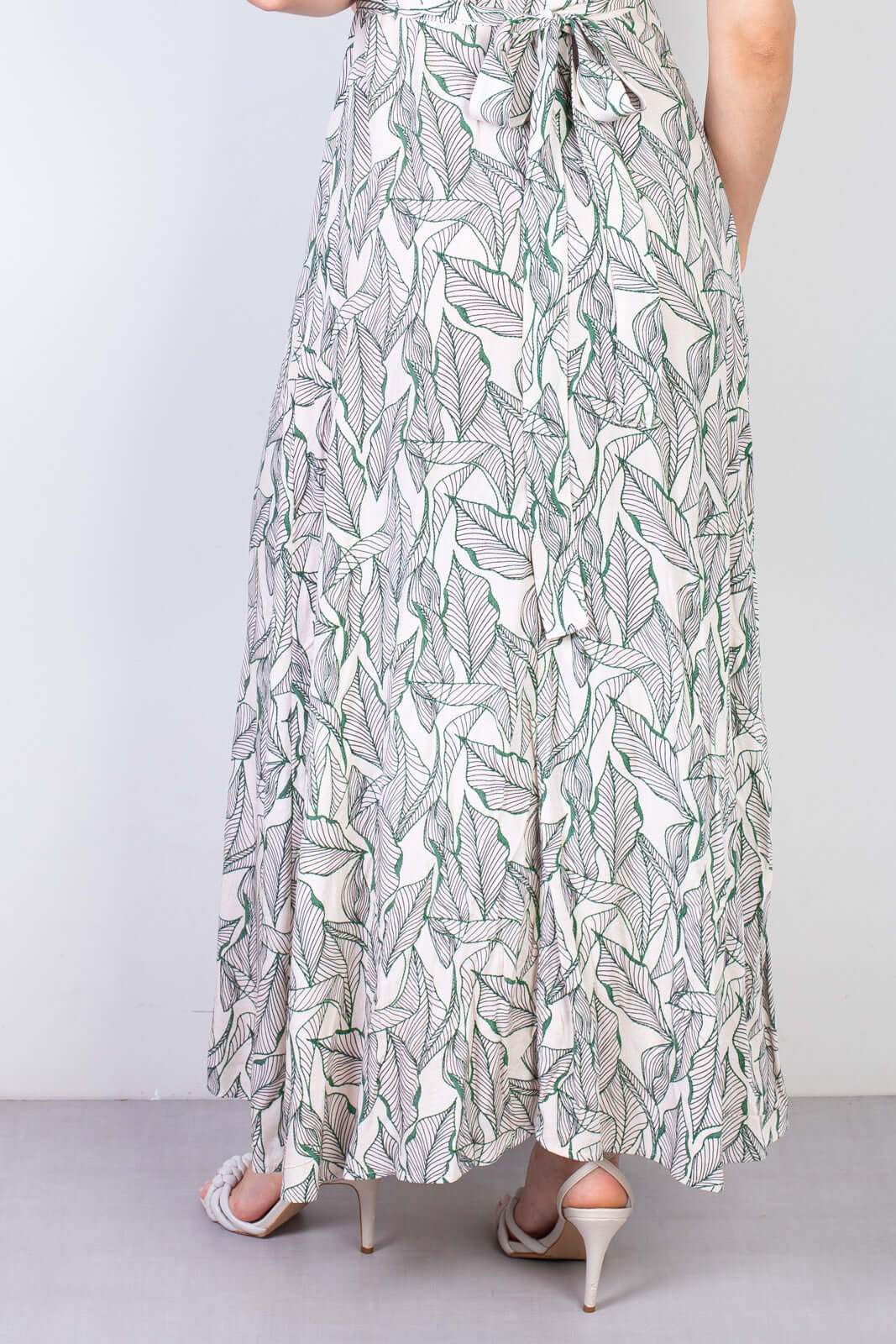 Vestido longo de viscose slub transpassado 71116 - Enluaze