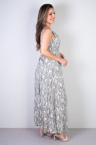 Vestido longo de viscose slub transpassado 71116