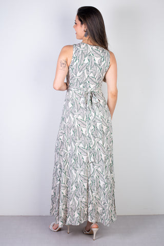 Vestido longo de viscose slub transpassado 71116