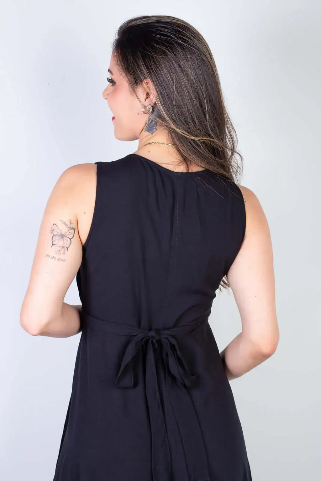 Vestido longo de viscose slub transpassado 71116 - Enluaze