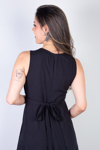 Vestido longo de viscose slub transpassado 71116