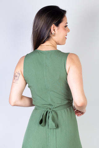 Vestido longo de viscose slub transpassado 71116