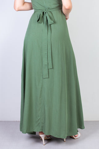 Vestido longo de viscose slub transpassado 71116