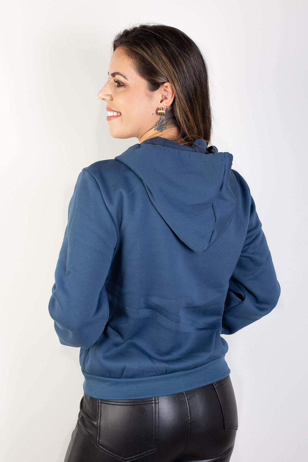 Jaqueta feminina moletinho com capuz 80001 - Enluaze