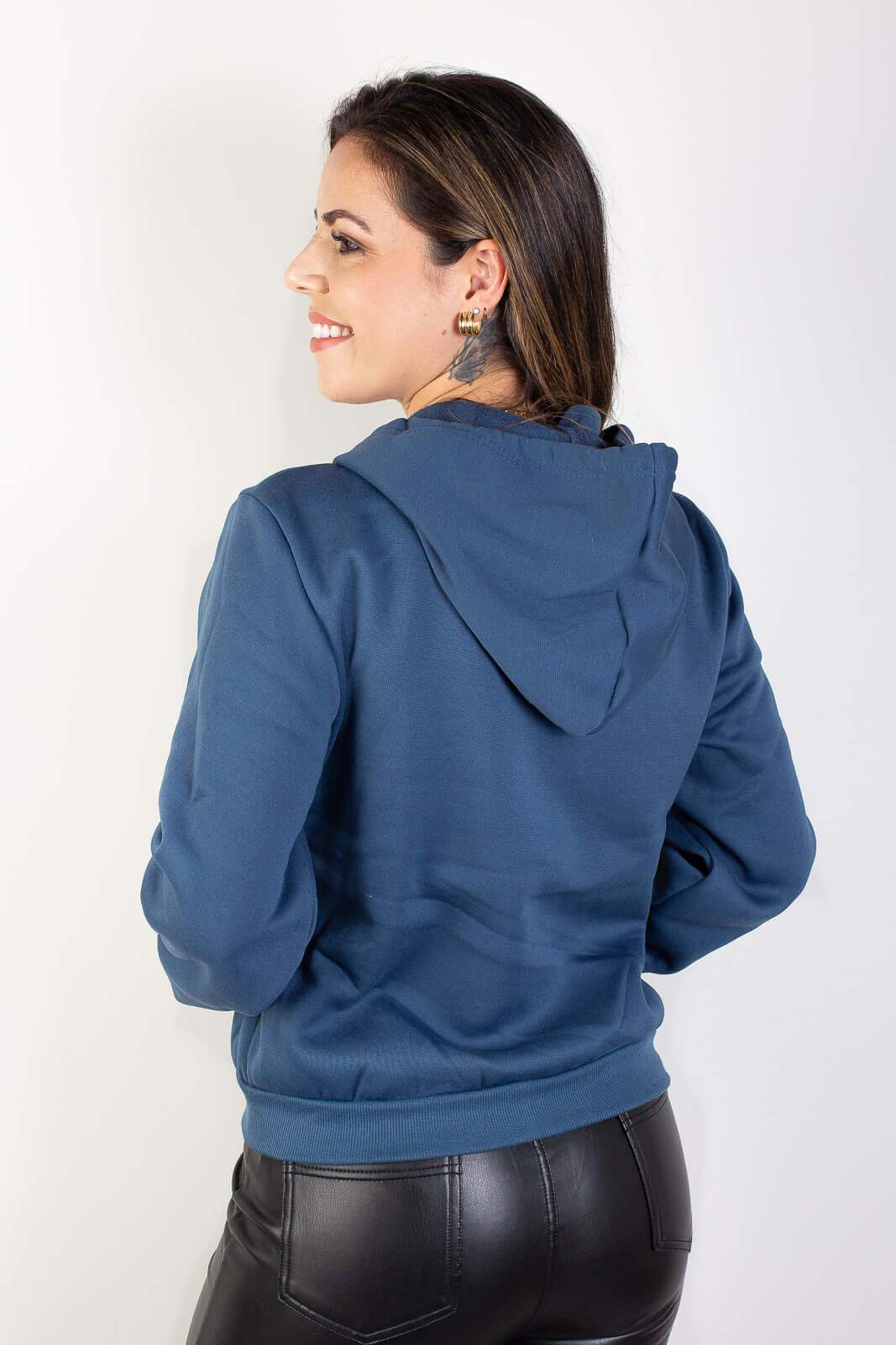 Jaqueta feminina moletinho com capuz 80001 - Enluaze