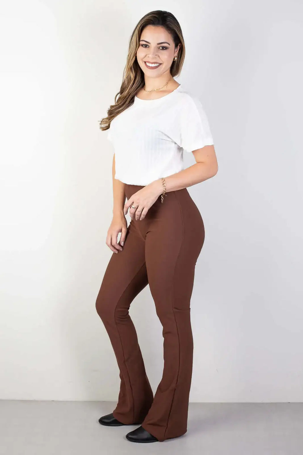 Calça flare cintura alta feminina 80020 - Enluaze
