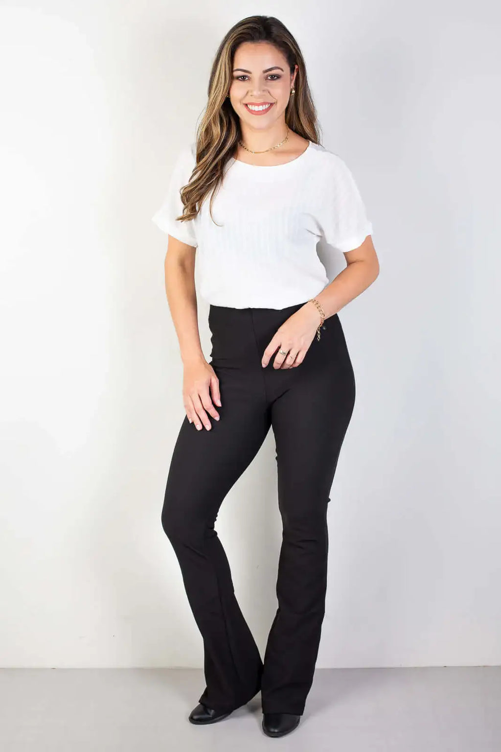 Calça flare cintura alta feminina 80020 - Enluaze