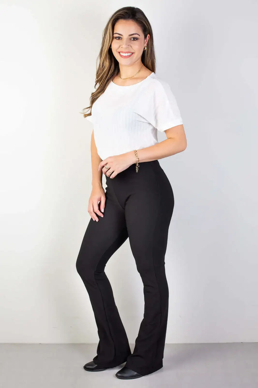 Calça flare cintura alta feminina 80020 - Enluaze