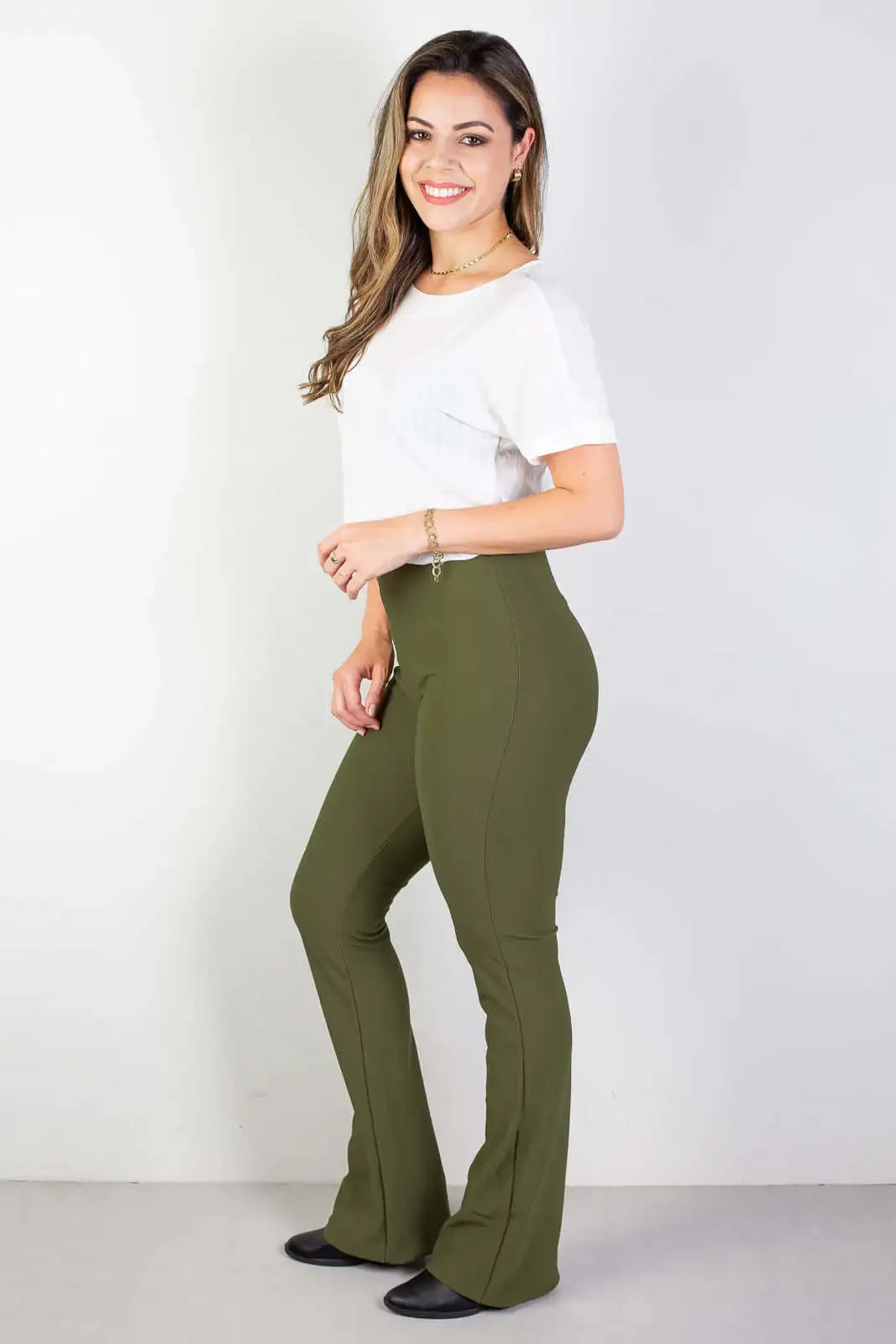 Calça flare cintura alta feminina 80020 - Enluaze