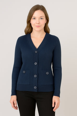Casaco tricot botões e bolsos 80994