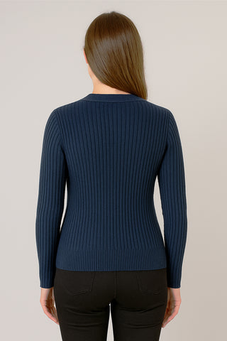 Casaco tricot botões e bolsos 80994