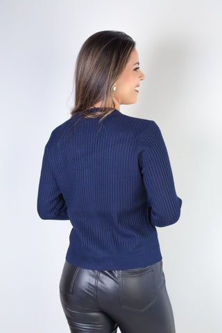 Casaco tricot botões e bolsos 80994