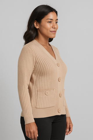 Casaco tricot botões e bolsos 80994