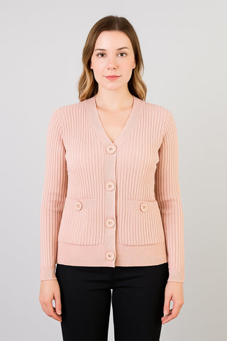Casaco tricot botões e bolsos 80994
