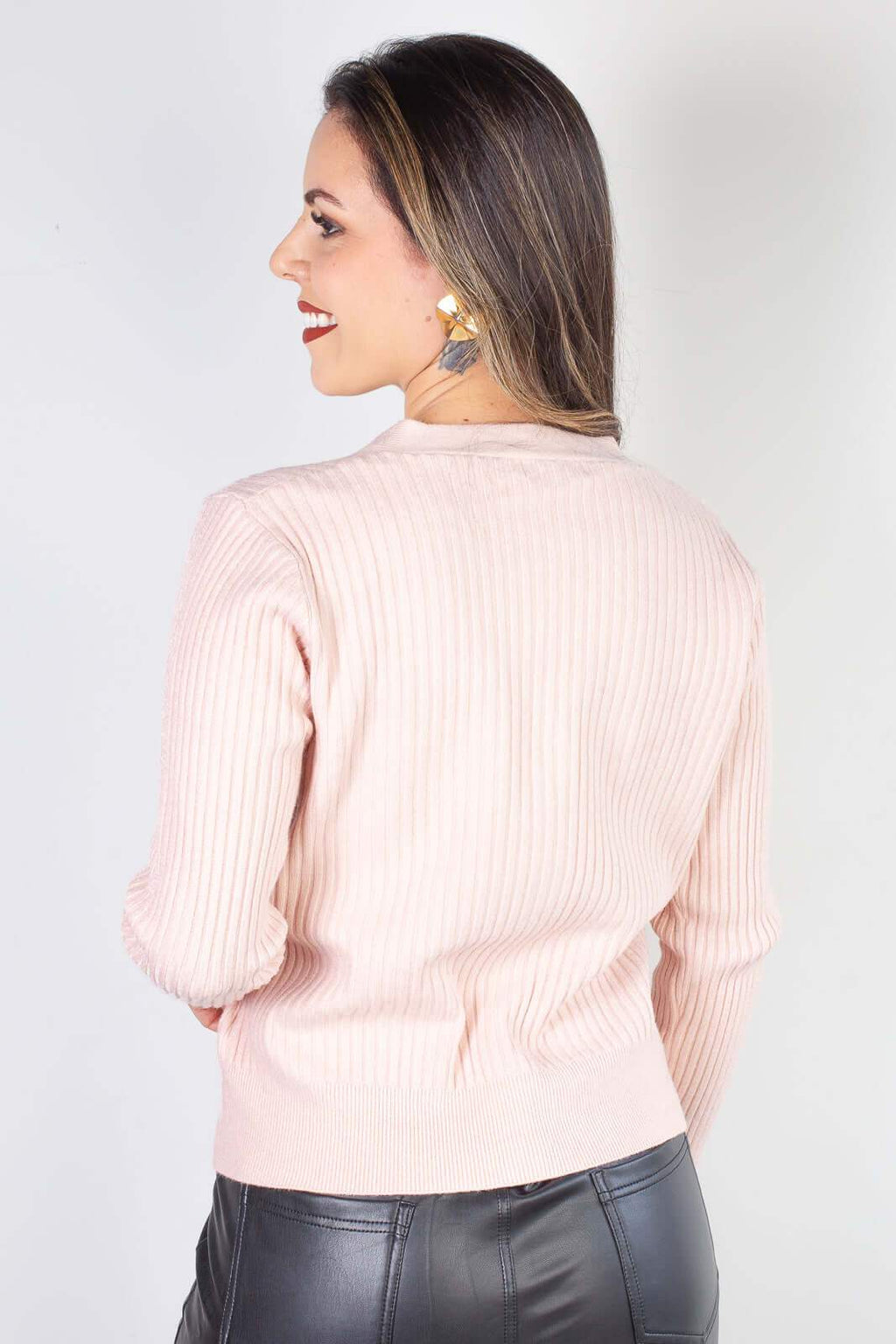 Casaco tricot botões e bolsos 80994 - Enluaze