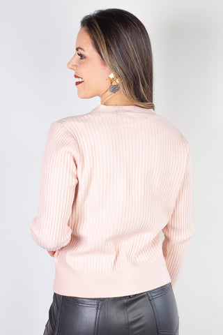 Casaco tricot botões e bolsos 80994