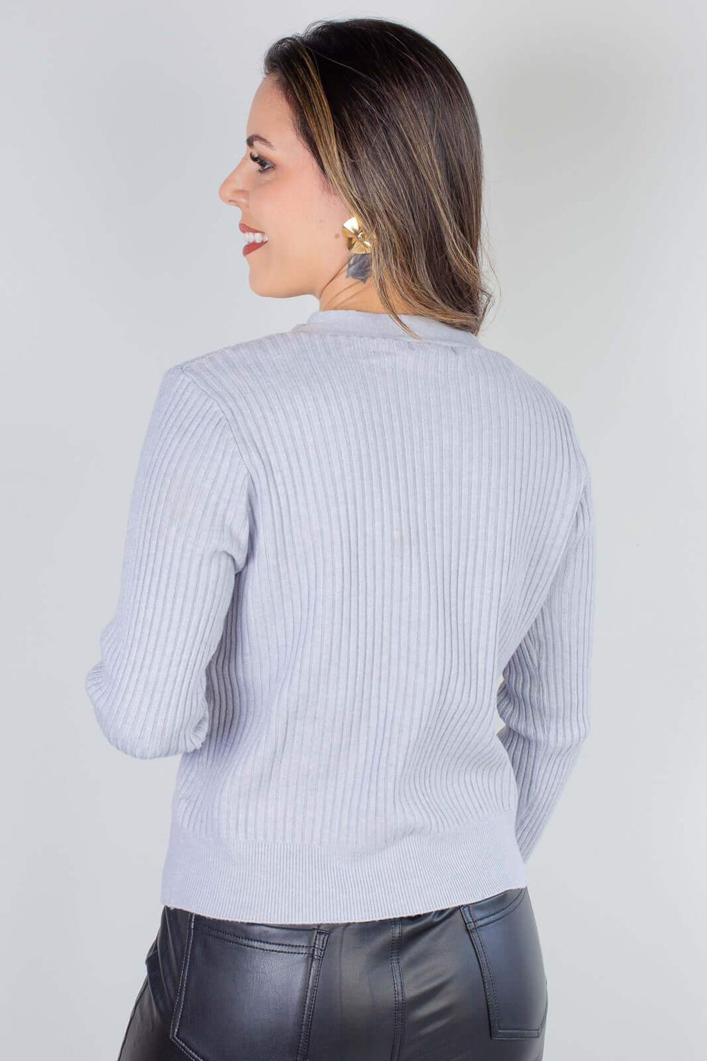 Casaco tricot botões e bolsos 80994 - Enluaze