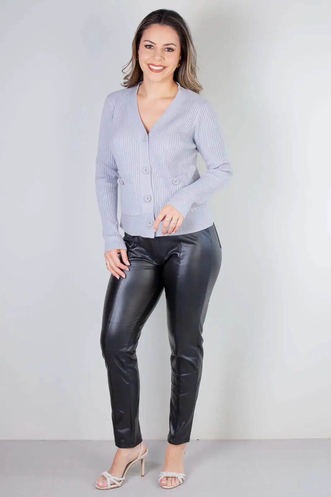 Casaco tricot botões e bolsos 80994 - Enluaze