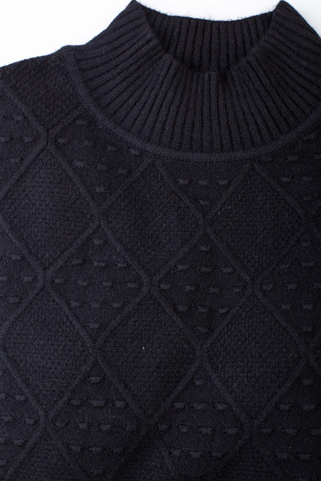 Blusa de tricô gola rolê manga bispo 81190 - Enluaze