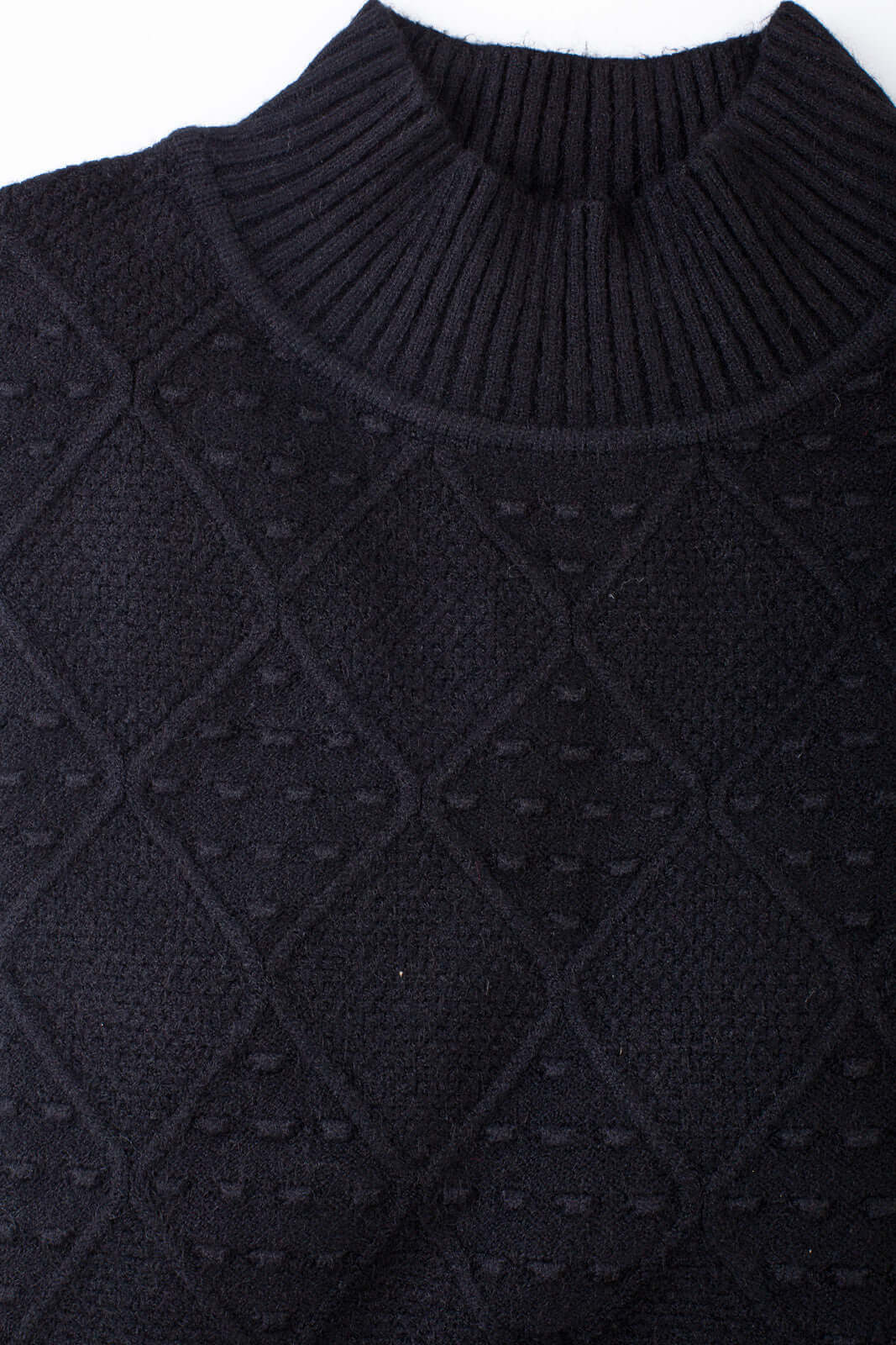 Blusa de tricô gola rolê manga bispo 81190 - Enluaze