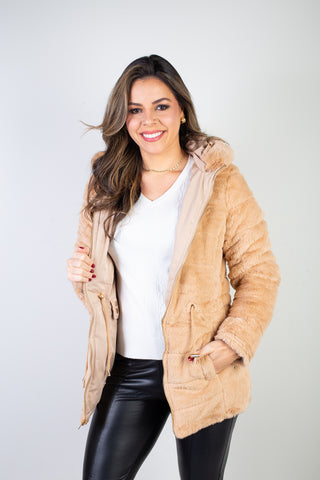 Jaqueta feminina nylon reversível com pelo 84293