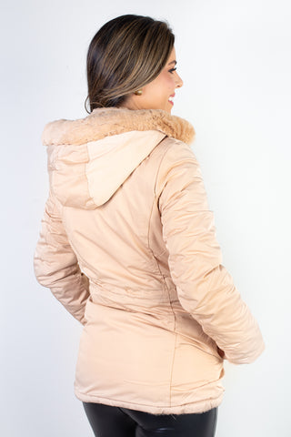 Jaqueta feminina nylon reversível com pelo 84293