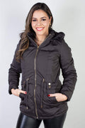 Jaqueta feminina nylon reversível com pelo 84293 - Enluaze