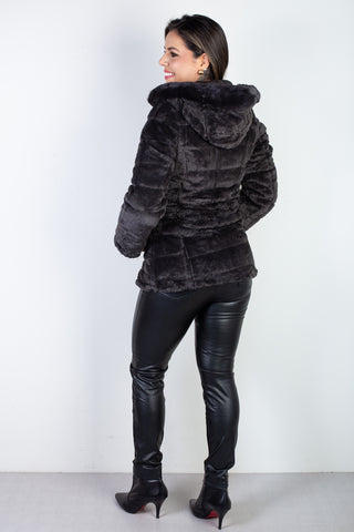 Jaqueta feminina nylon reversível com pelo 84293