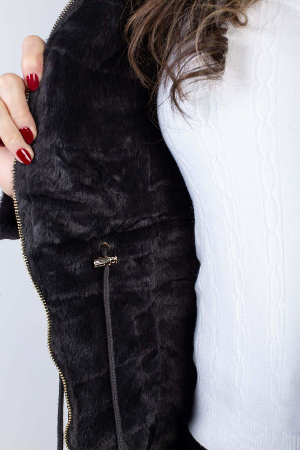 Jaqueta feminina nylon reversível com pelo 84293 - Enluaze