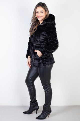 Jaqueta feminina nylon reversível com pelo 84293