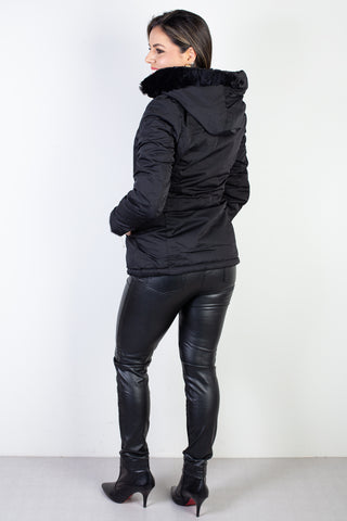 Jaqueta feminina nylon reversível com pelo 84293