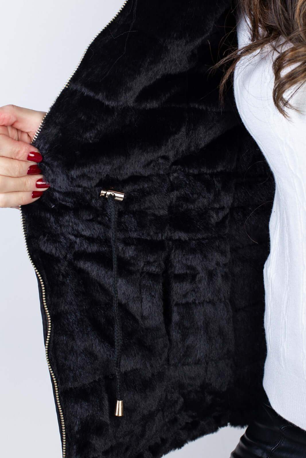Jaqueta feminina nylon reversível com pelo 84293 - Enluaze