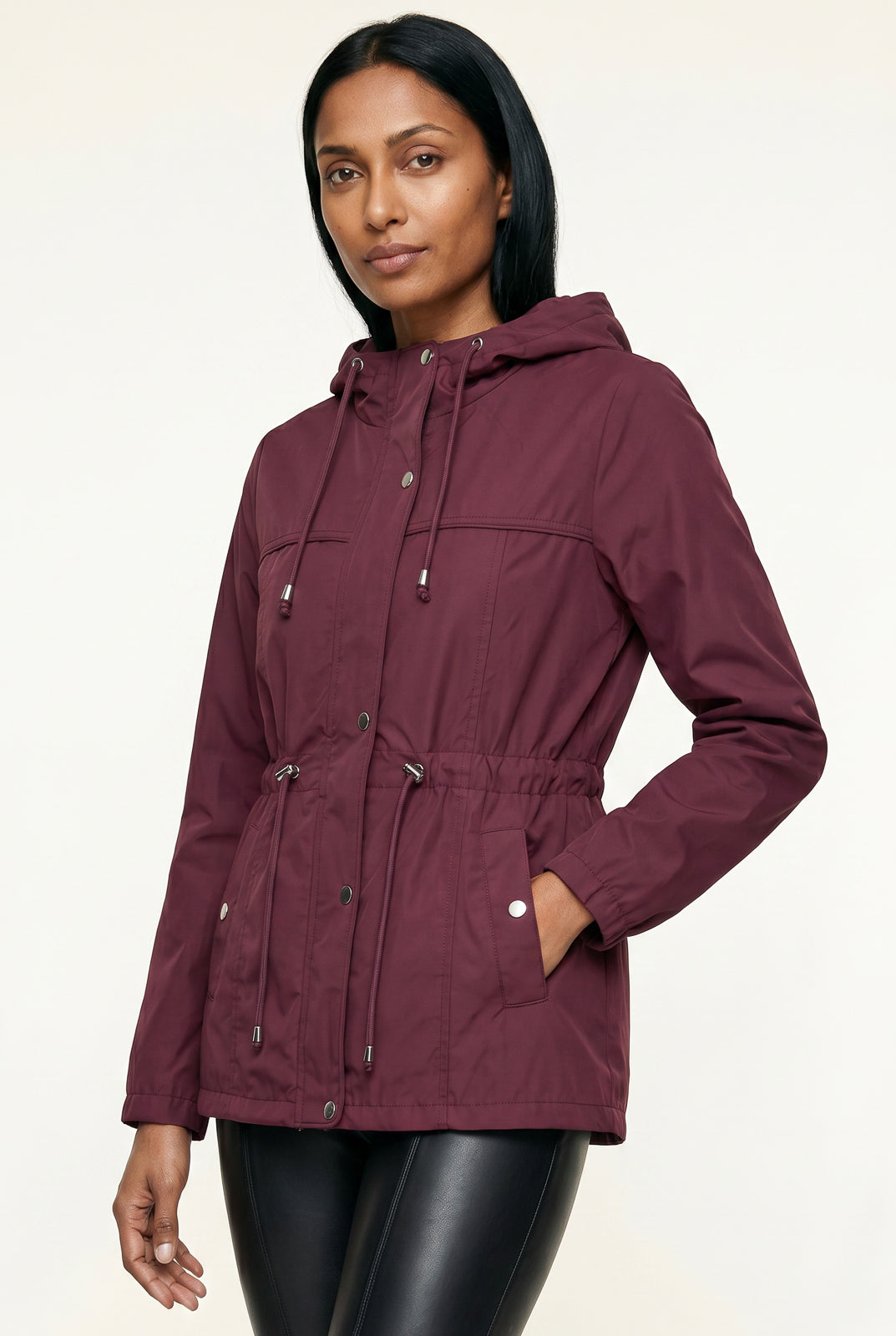 Parka feminina nylon com capuz 61168