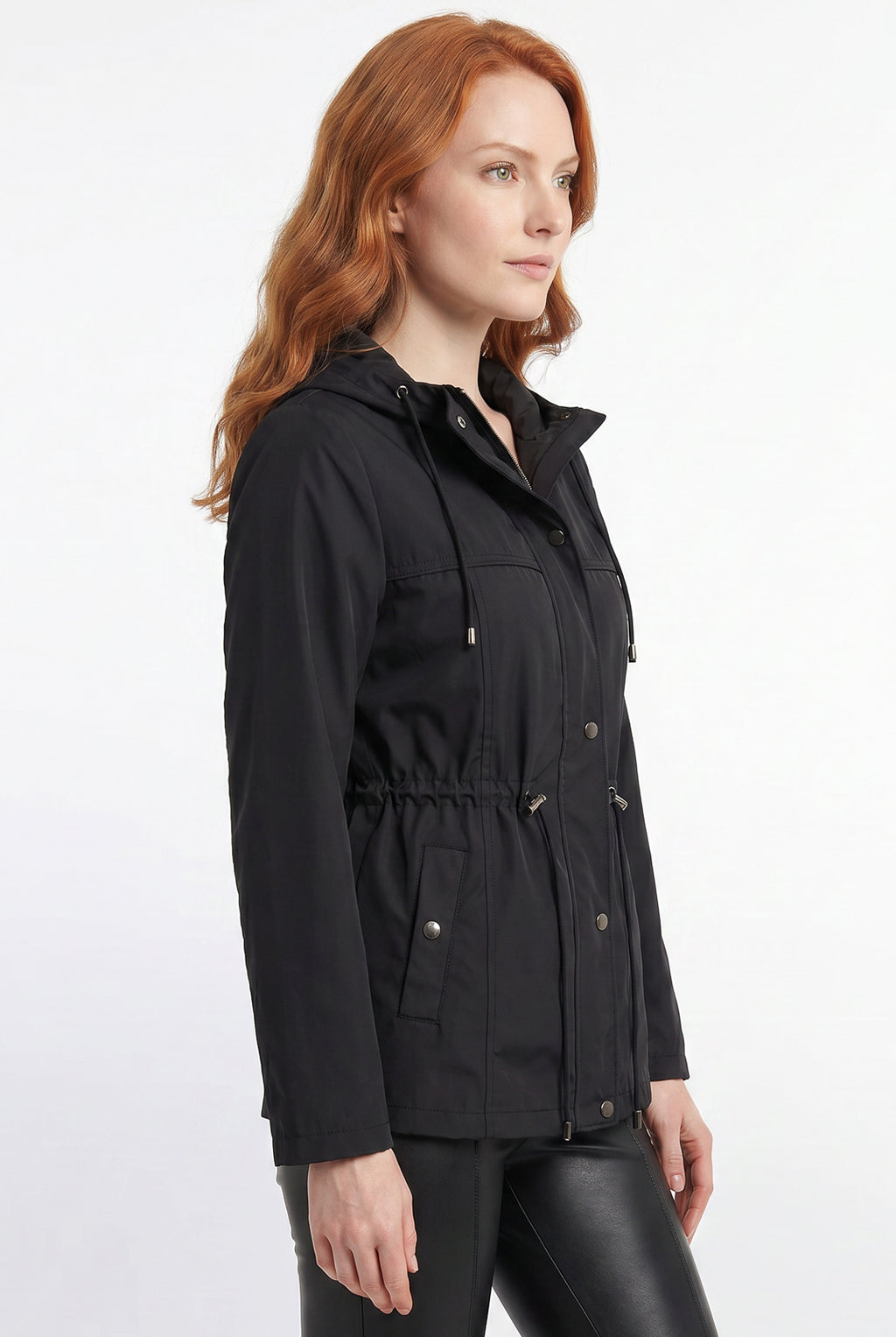 Parka feminina nylon com capuz removível 61168