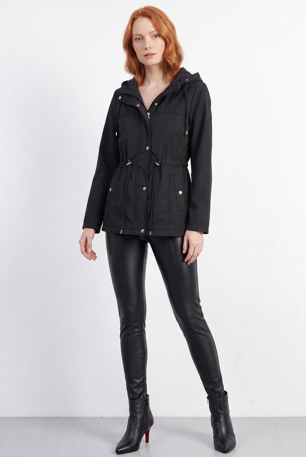 Parka feminina nylon com capuz removível 61168