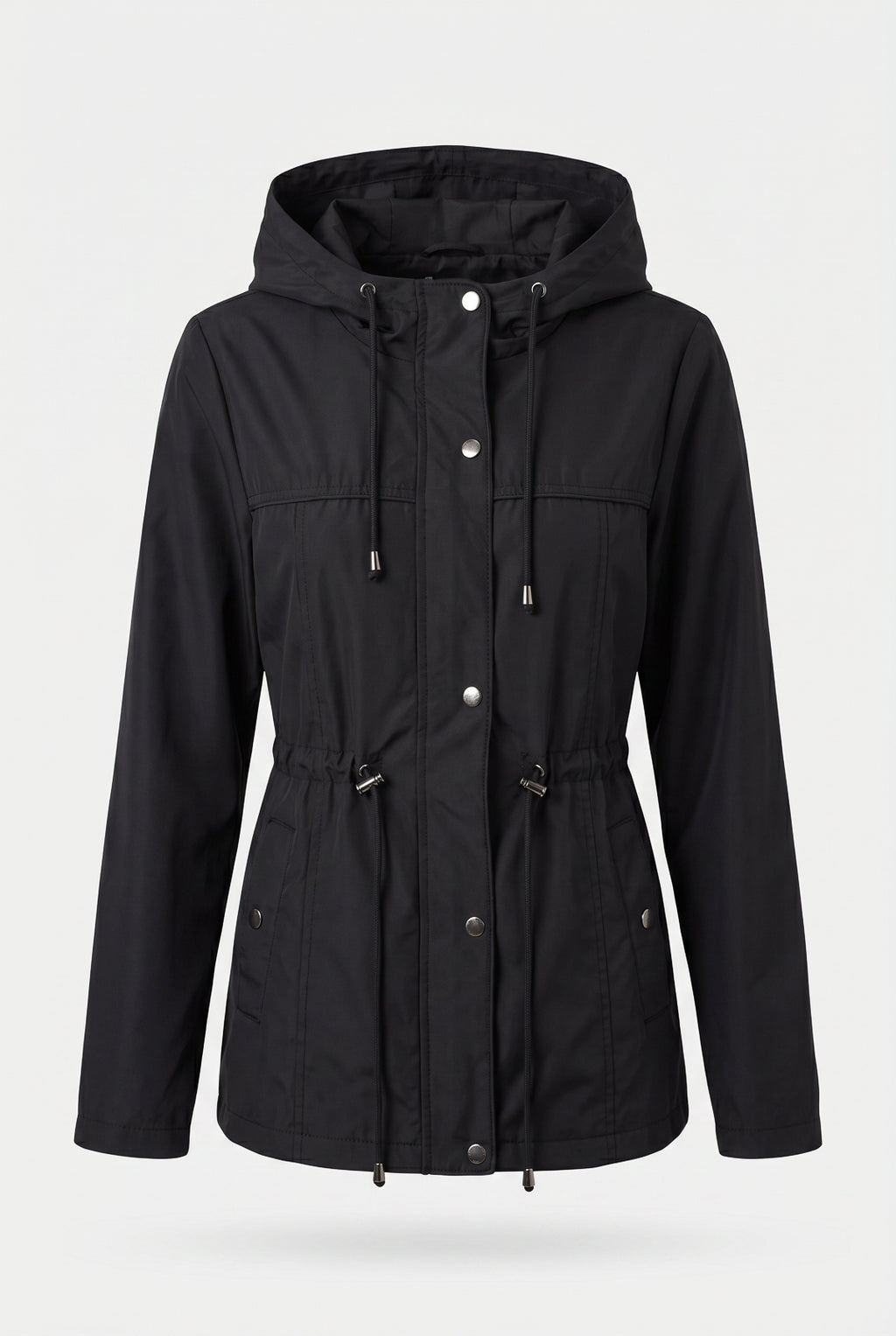 Parka feminina nylon com capuz removível 61168