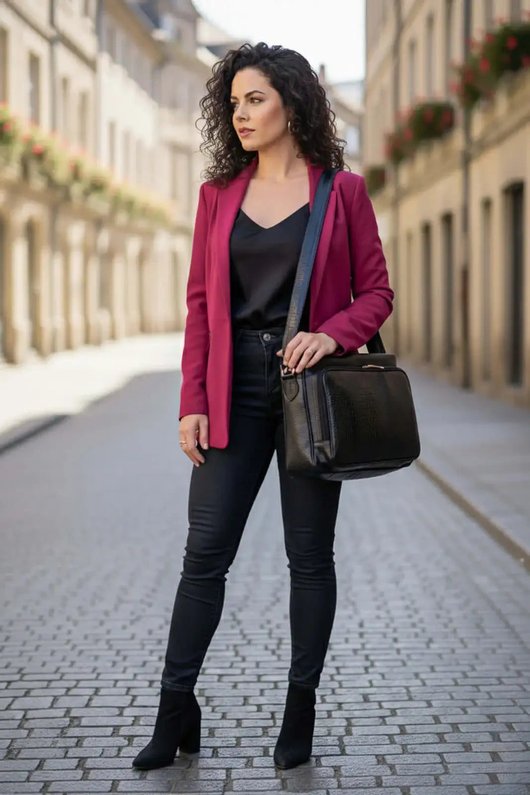 Pasta de couro croco tiracolo Cristina - Enluaze