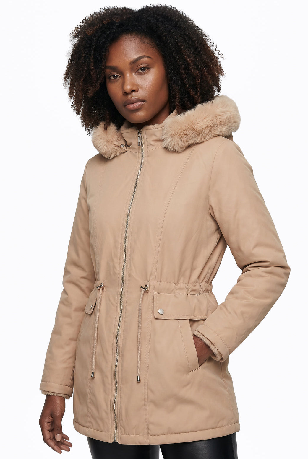 Parka feminina resinada dupla face com pelo 61469 – Enluaze