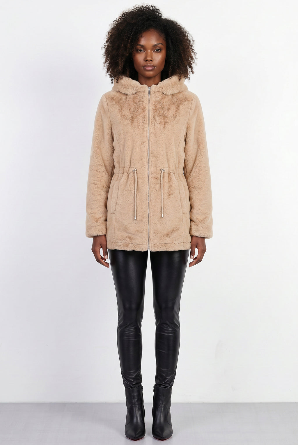 Parka feminina resinada dupla face com pelo 61469