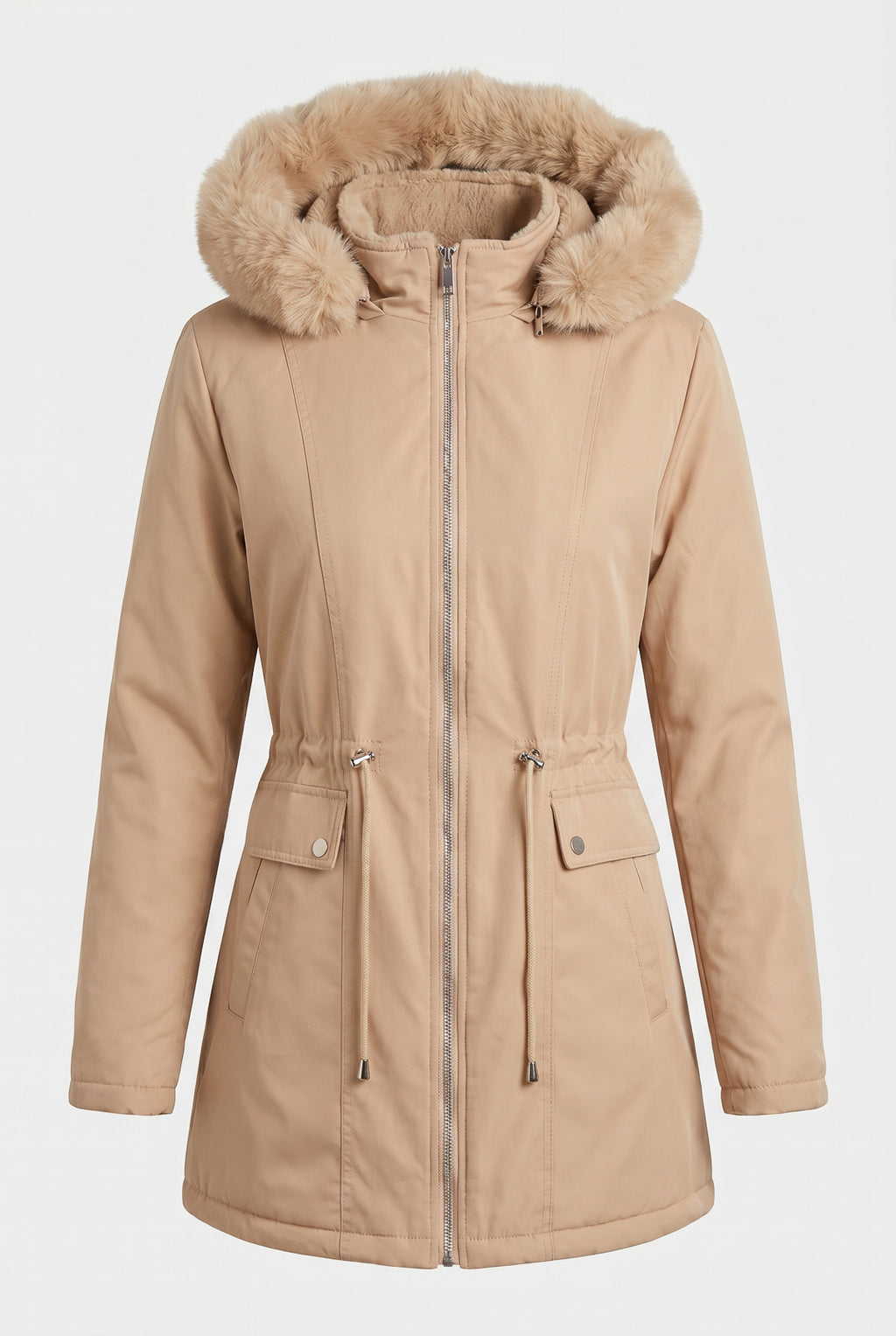 Parka feminina resinada dupla face com pelo 61469