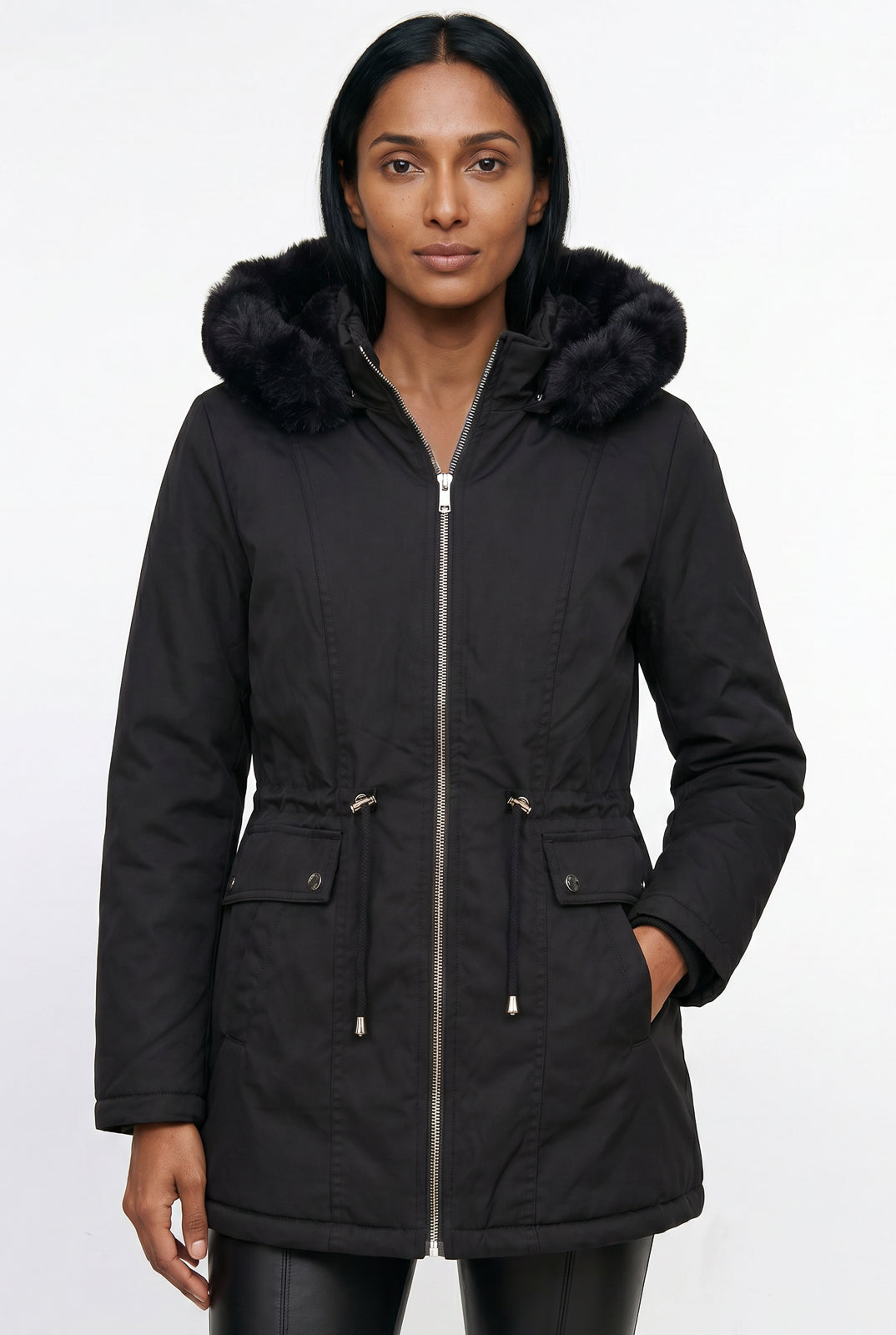 Parka feminina resinada dupla face com pelo 61469 – Enluaze